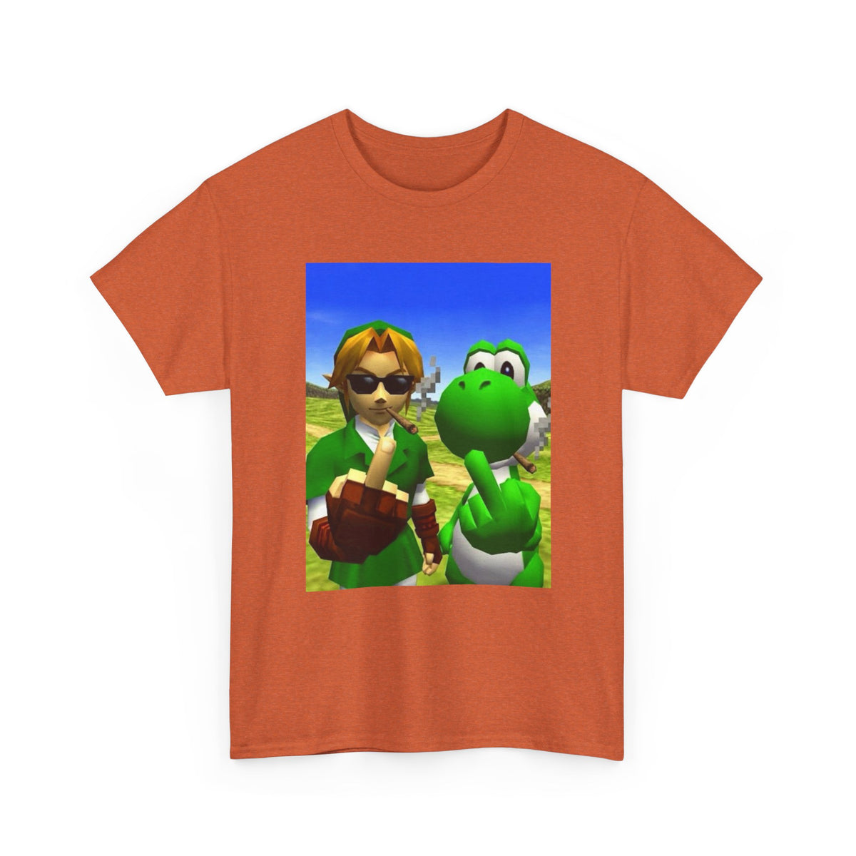 Link And Yoshi Flipping Off The World
