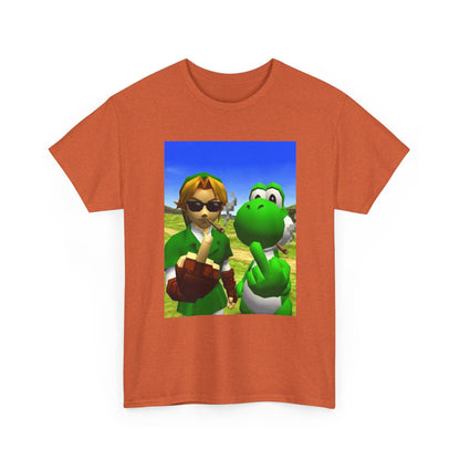 Link And Yoshi Flipping Off The World