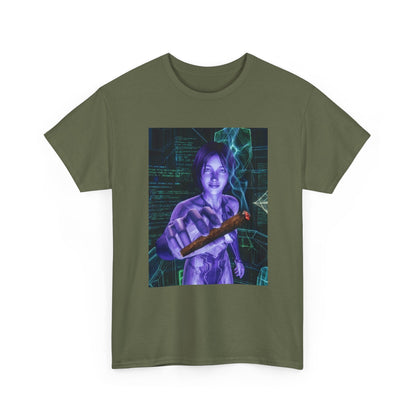AI Cyber Girl Offering Blunt Tee