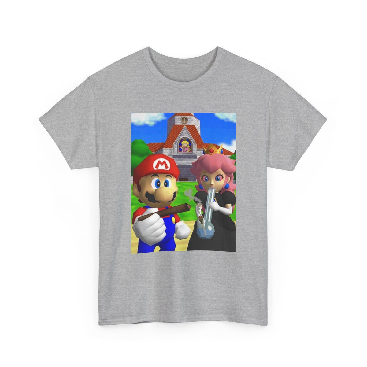 Mario and Peach Puffing Outside Castle