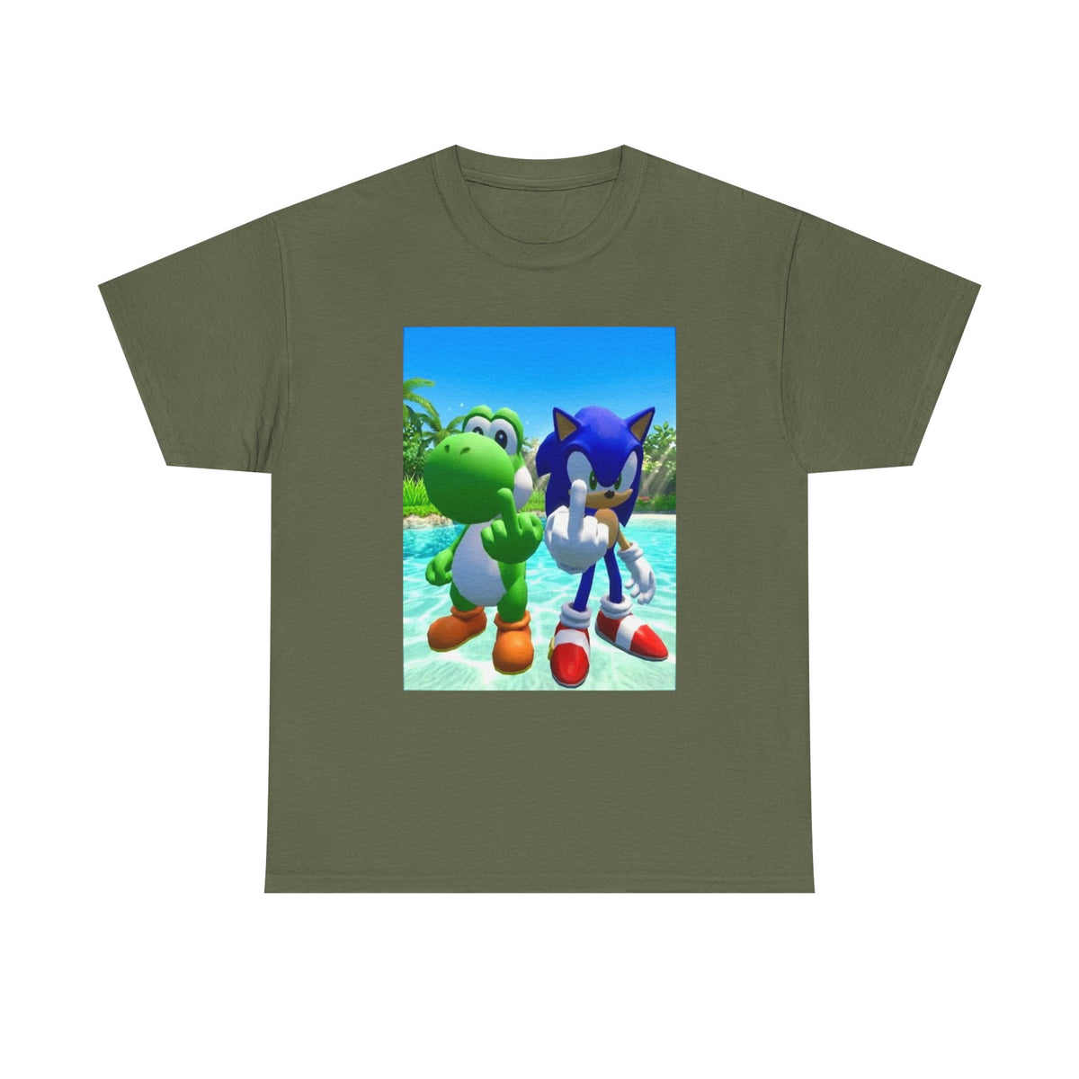 Yoshi And Sonic Flipping Off Tee