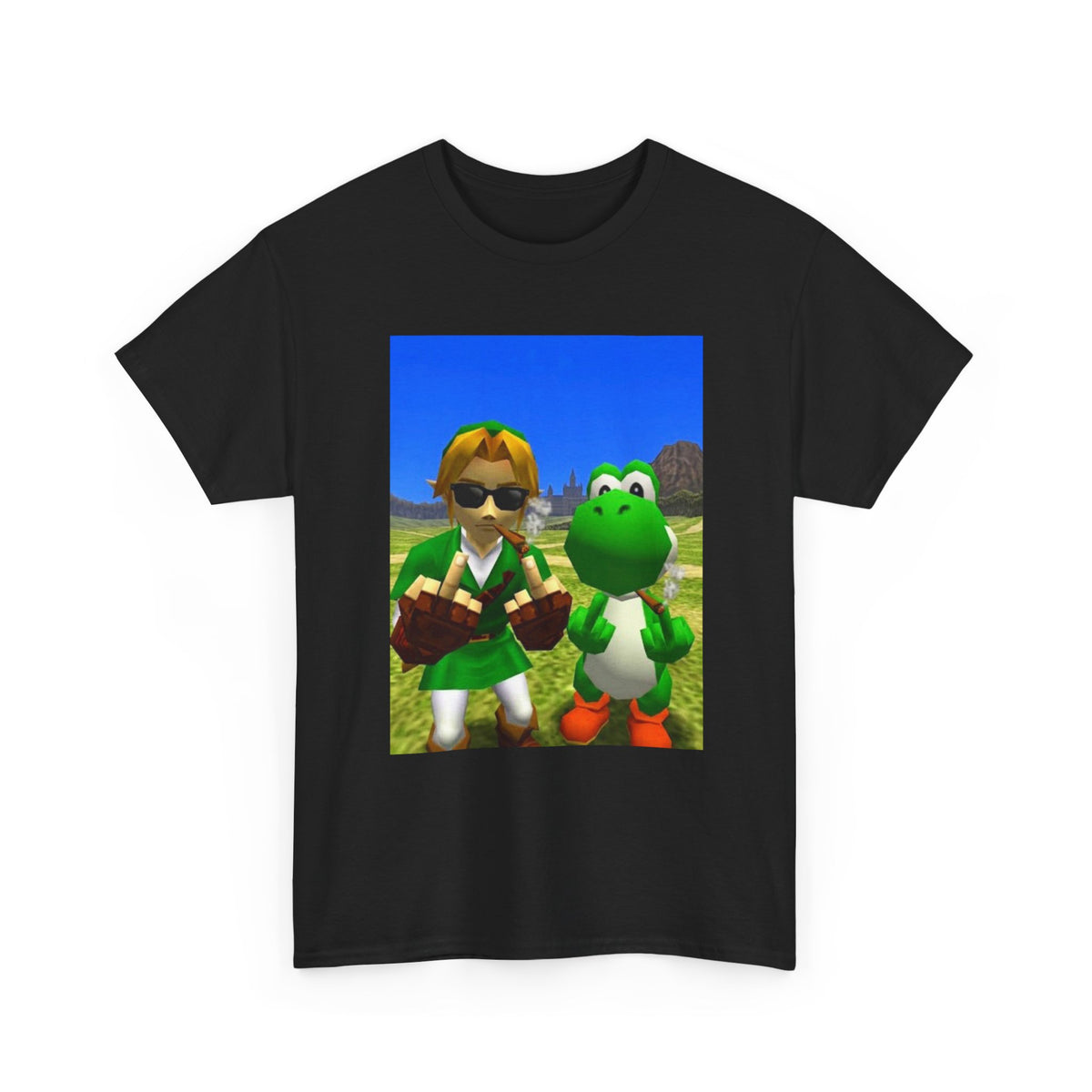 Link And Yoshi Smoking With Attitude