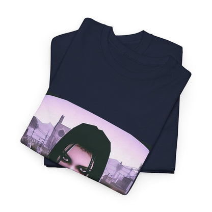 Goth Girl Smoking In Cemetery Tee (Design 17)