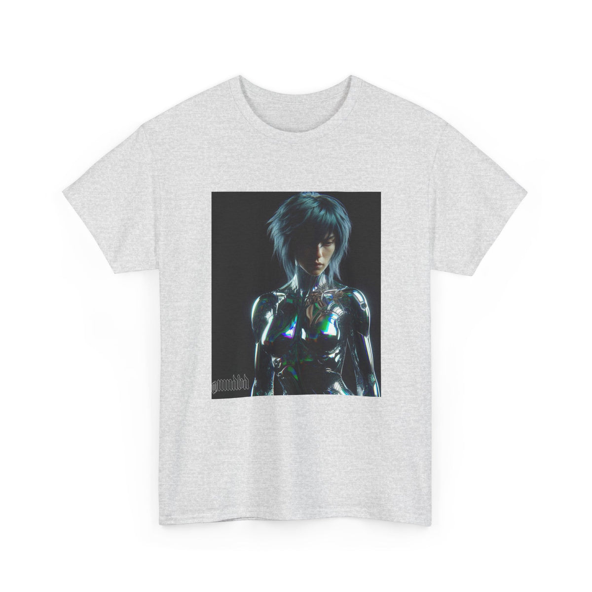 Chrome Cybernetic Woman Contemplating