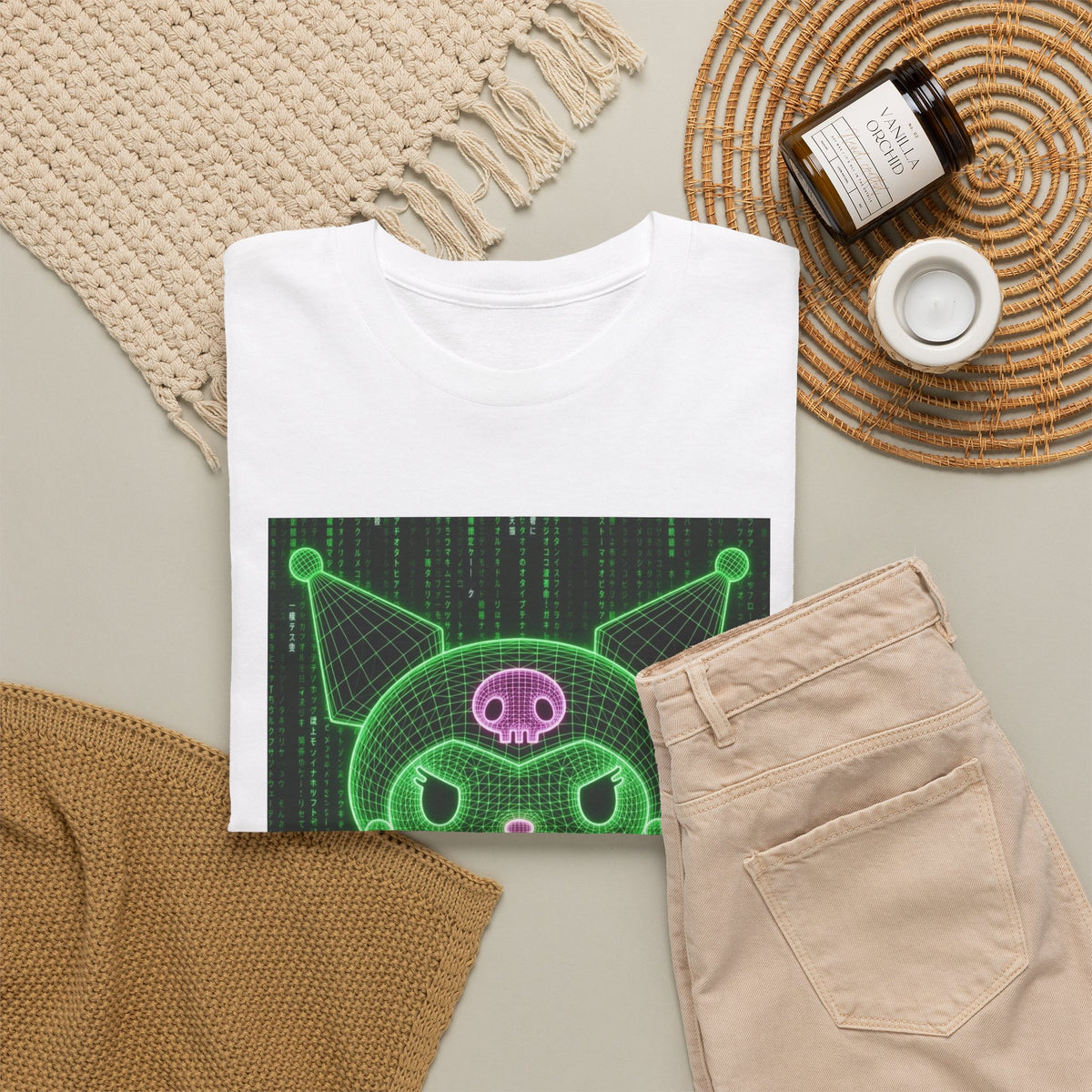 Wireframe Kuromi Flipping Off Tee