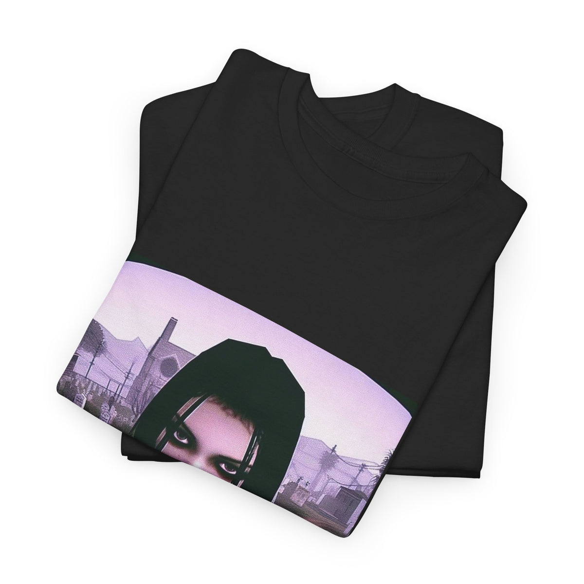 Goth Girl Smoking In Cemetery Tee (Design 17)