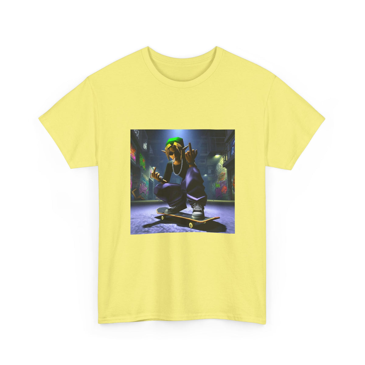 Edgy Ocarina Link Skater Flipping Off Tee