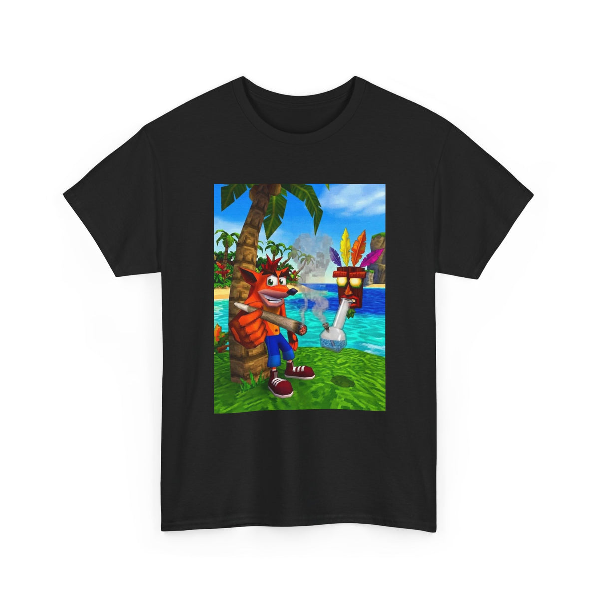 Crash Bandicoot Smoking With Aku Aku Tee