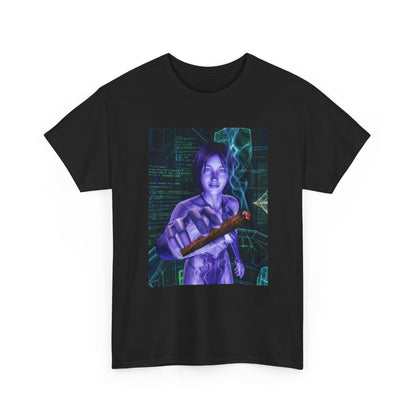 AI Cyber Girl Offering Blunt Tee