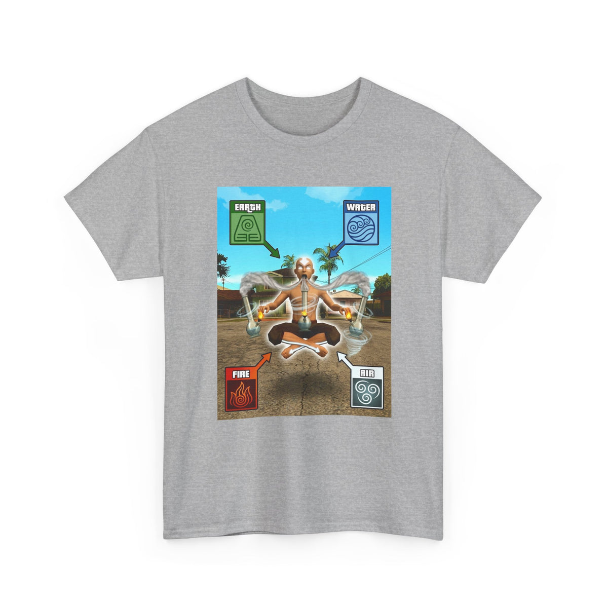 Meditating Avatar Bending All Elements Tee