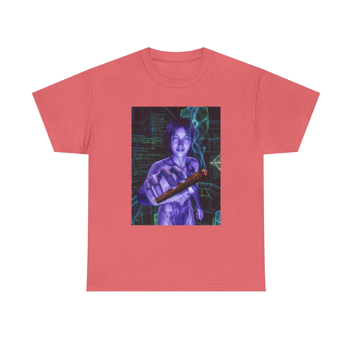 AI Cyber Girl Offering Blunt Tee