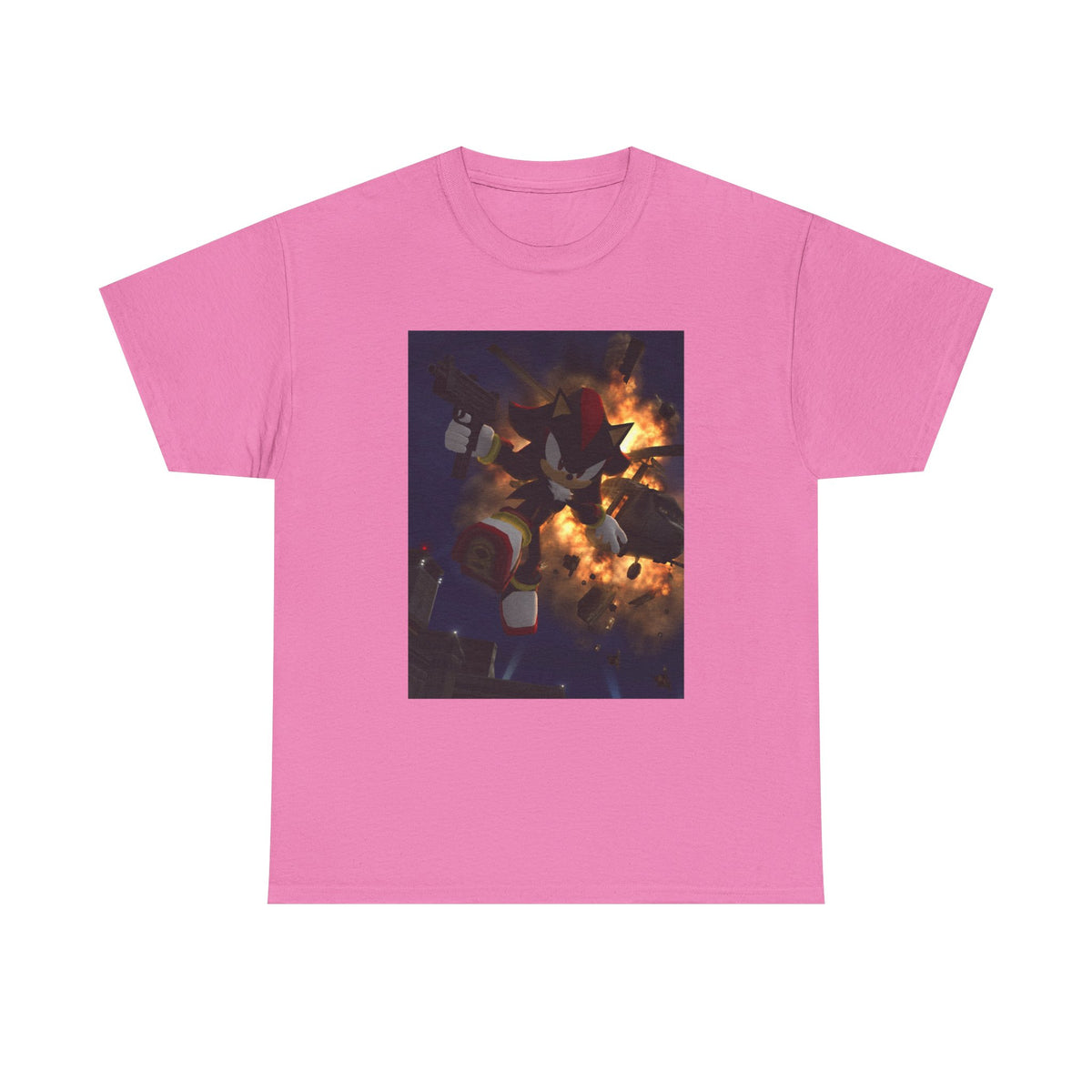 Shadow The Hedgehog With Uzi Amidst Explosion Tee