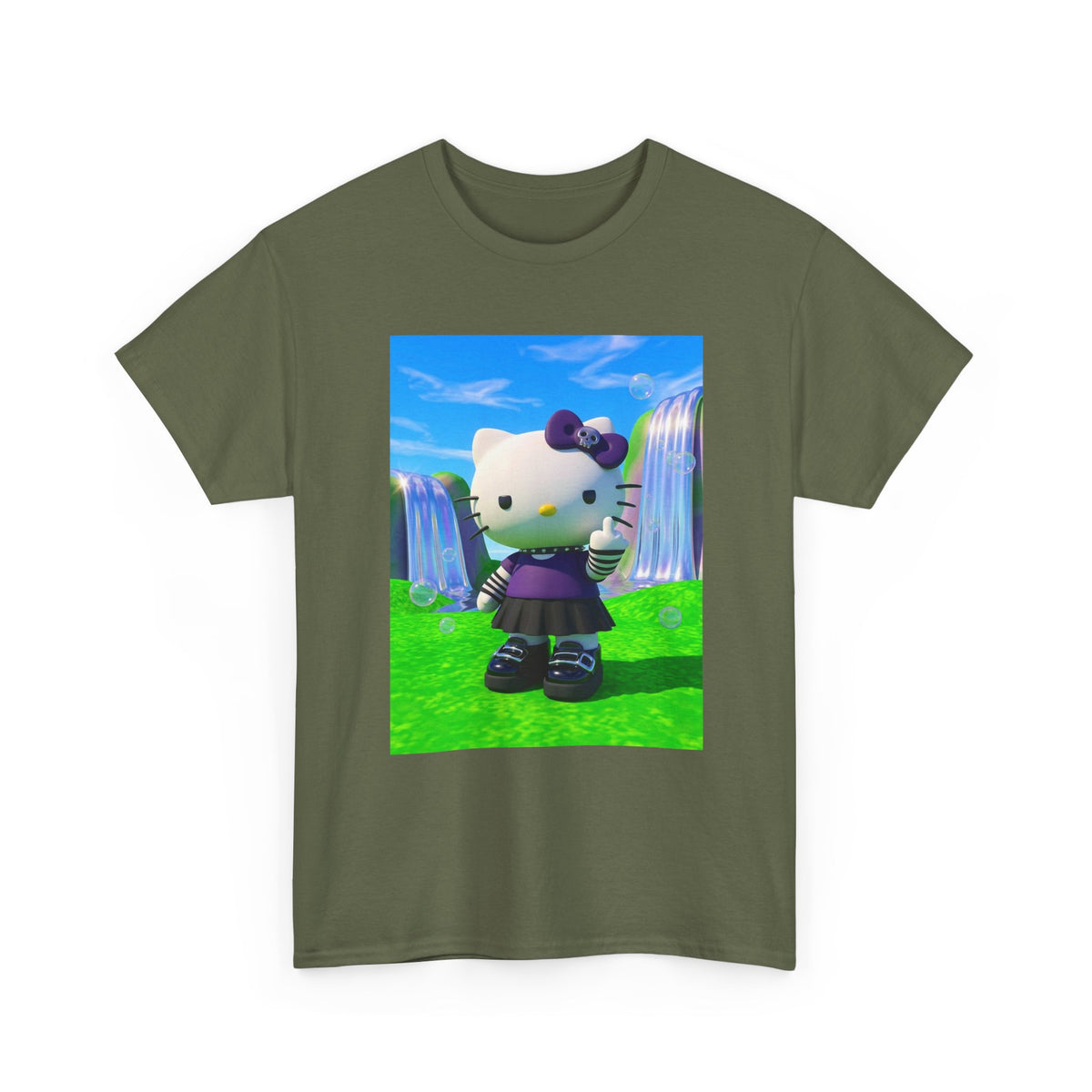 Goth Kitty Flipping Off In Wonderland