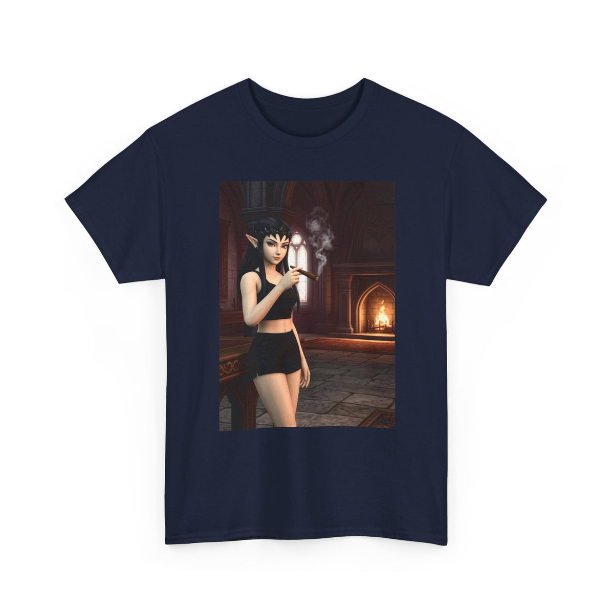 Dark Elf Girl Smoking Cigar Tee