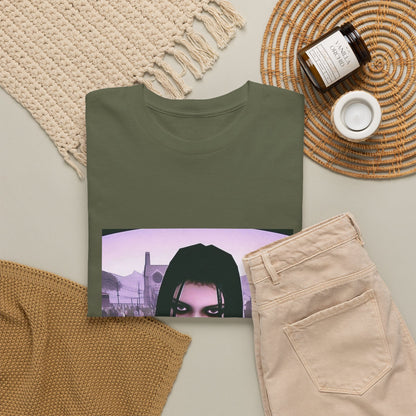 Goth Girl Smoking In Cemetery Tee (Design 17)