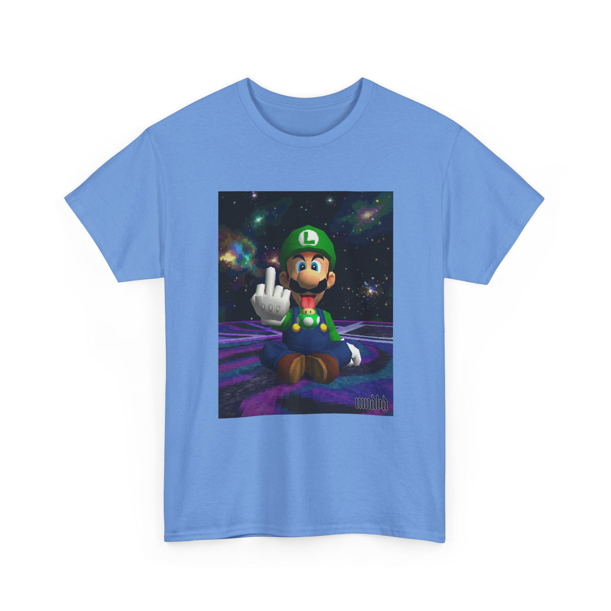 Luigi Flipping Off In Cosmic Vibe
