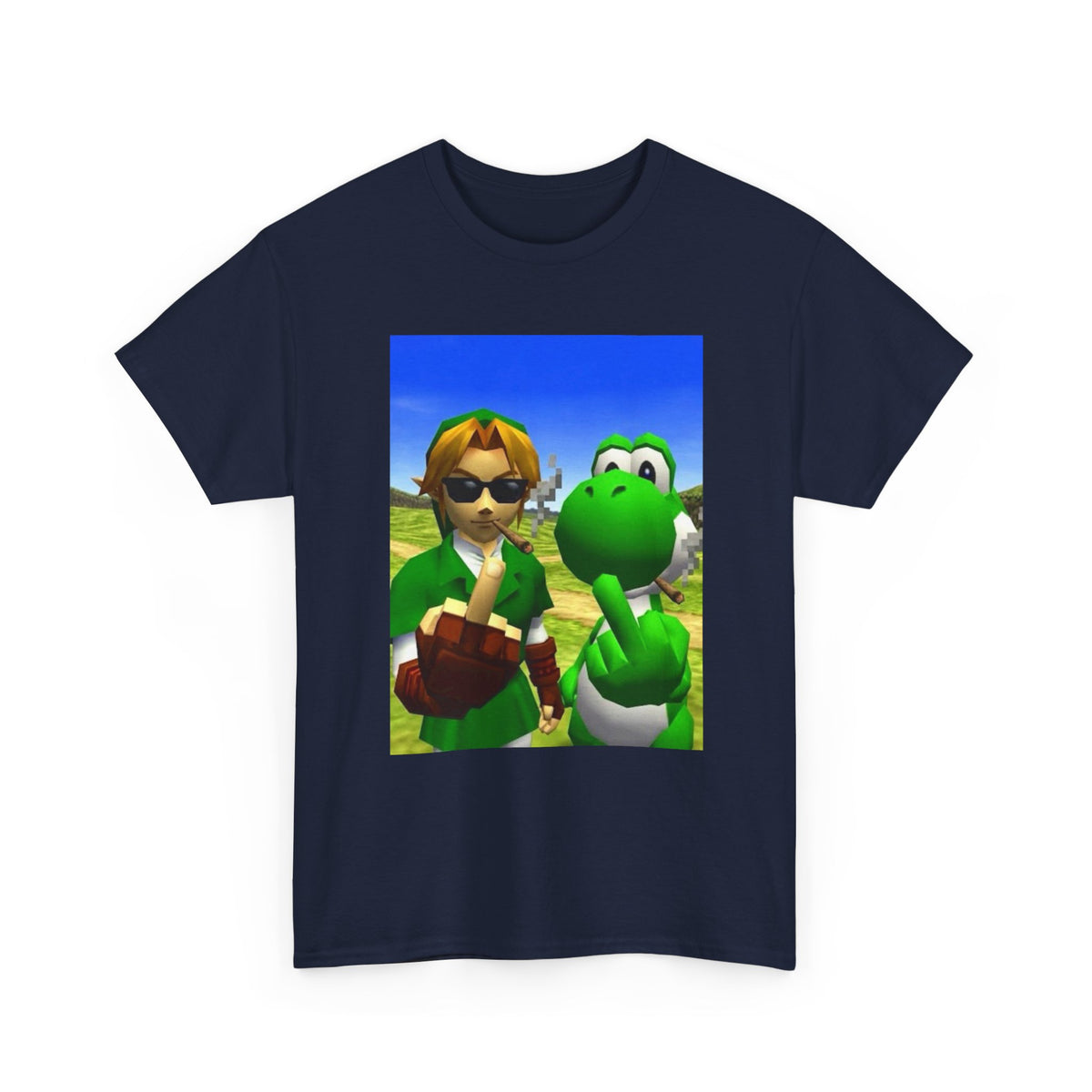 Link And Yoshi Flipping Off The World