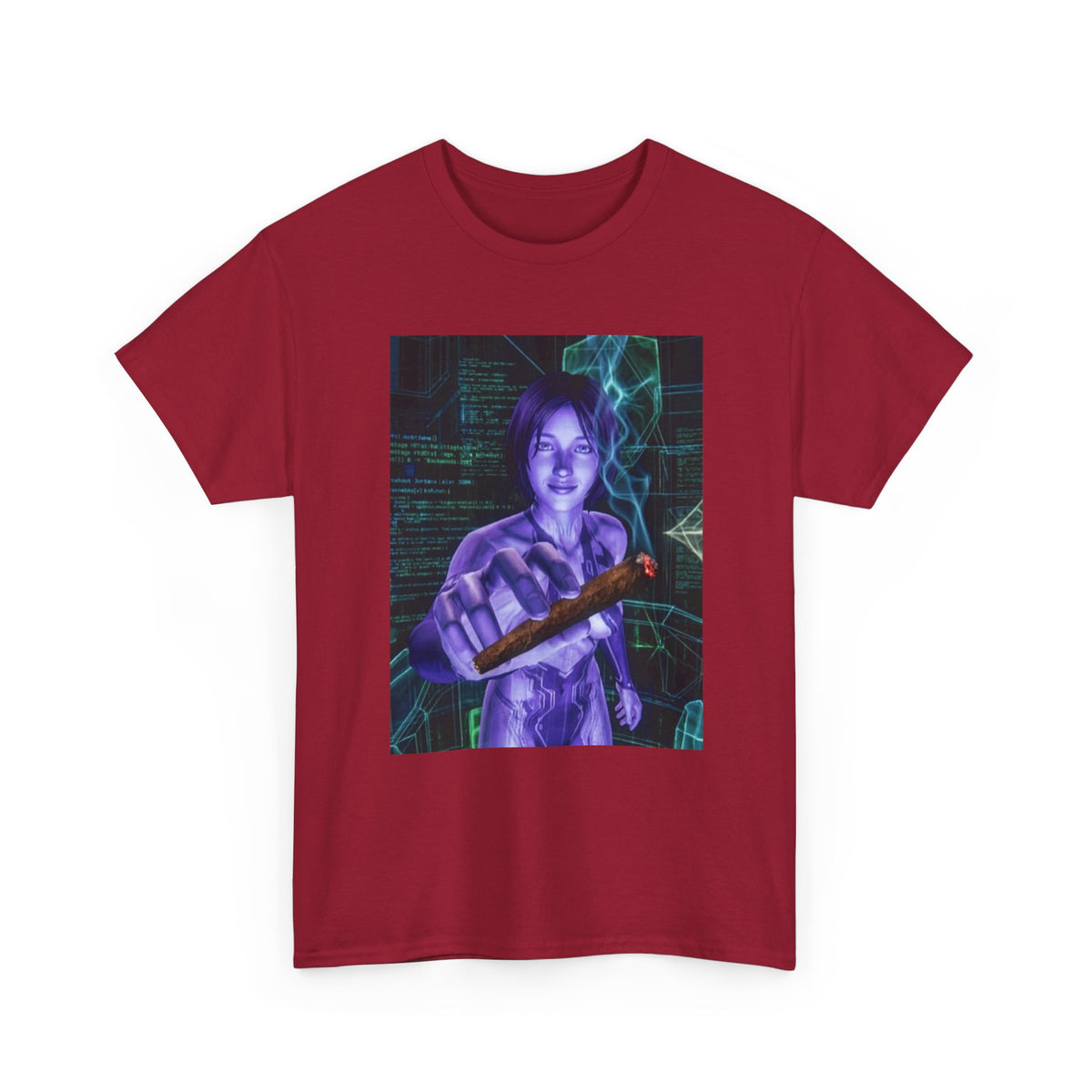 AI Cyber Girl Offering Blunt Tee