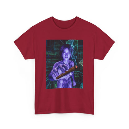 AI Cyber Girl Offering Blunt Tee