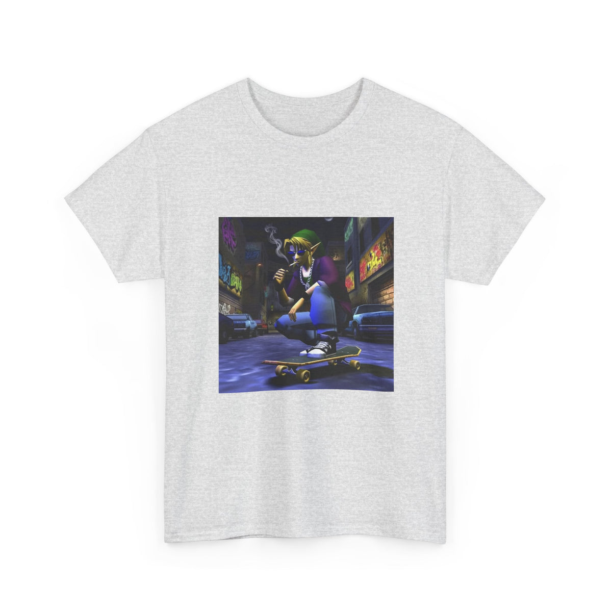 Skater Link Smoking In Gritty Alley Tee