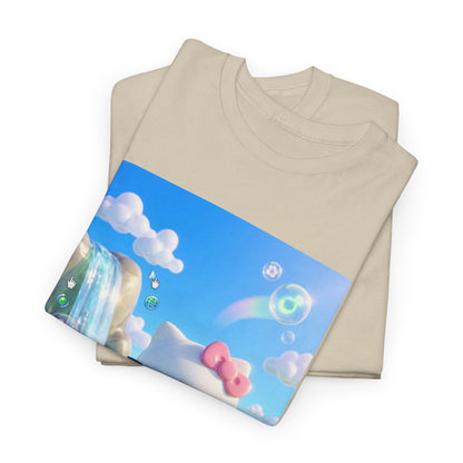 Kitty Flips The Bird In Dreamy Landscape Tee