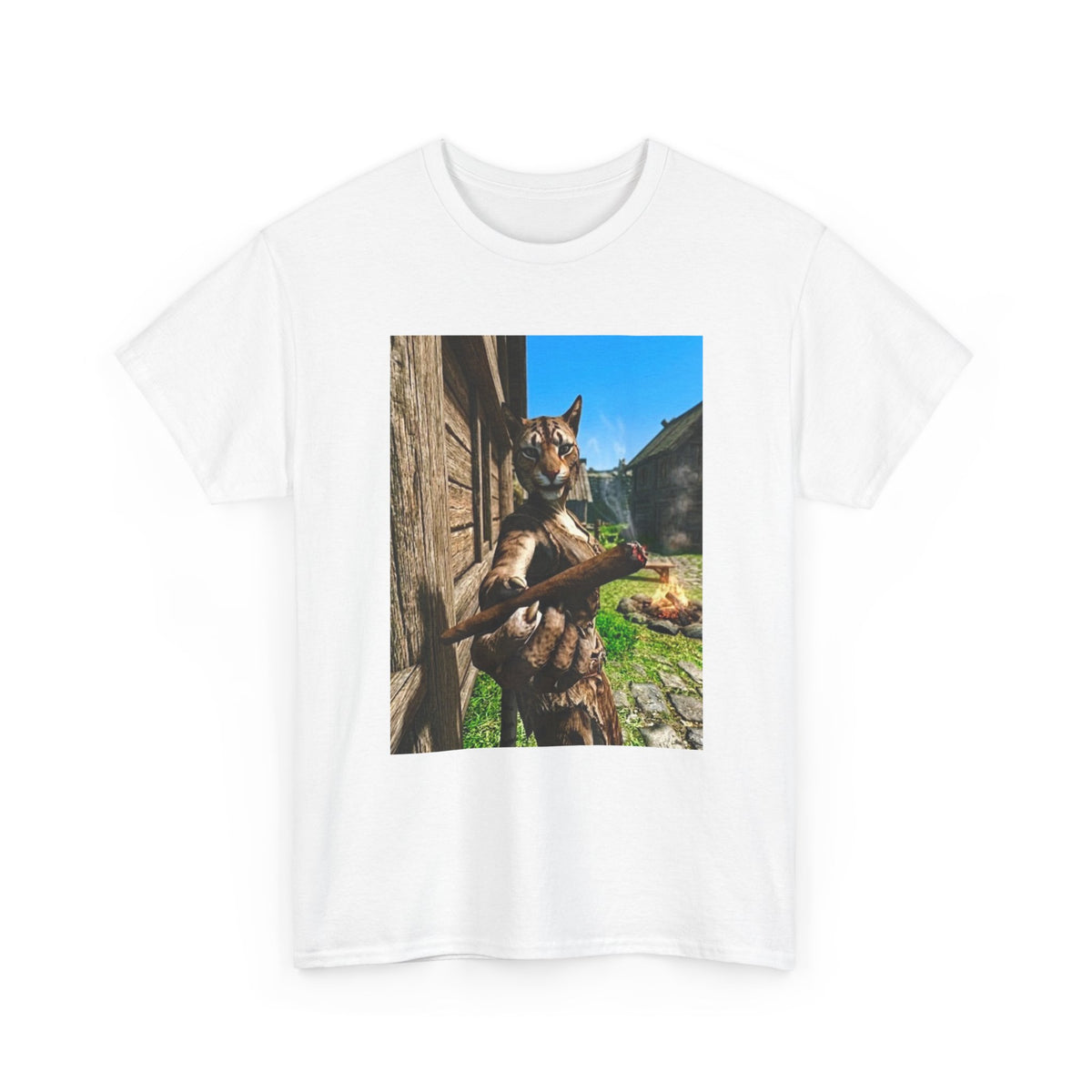 Feline Warrior Igniting Blunt Campfire Tee
