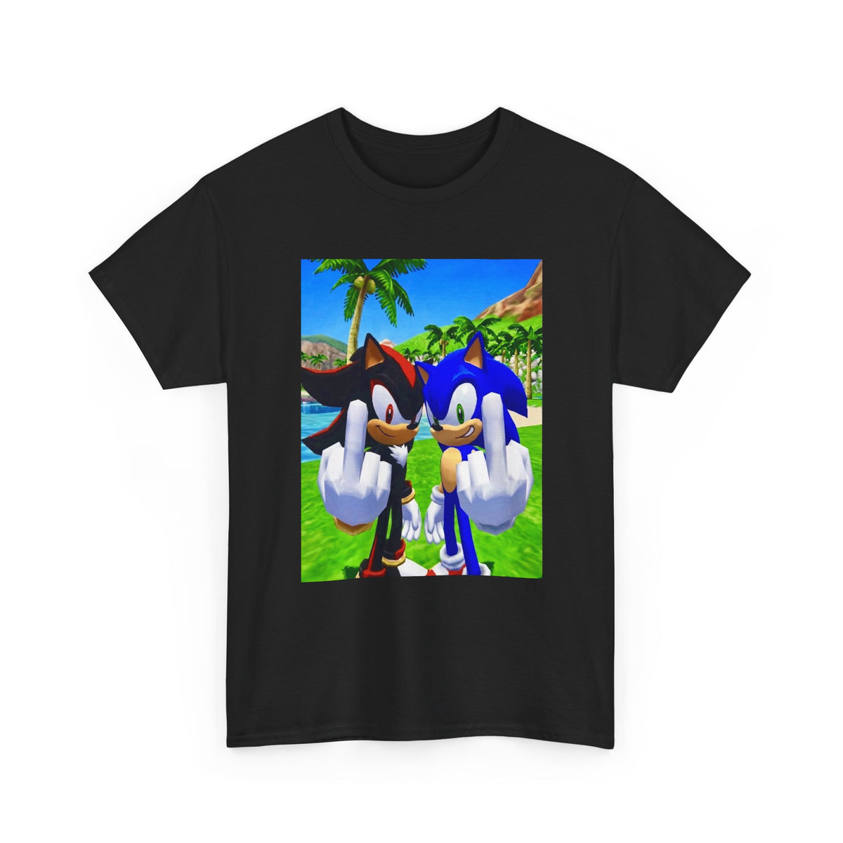 Sonic And Shadow Flipping The Bird Tee