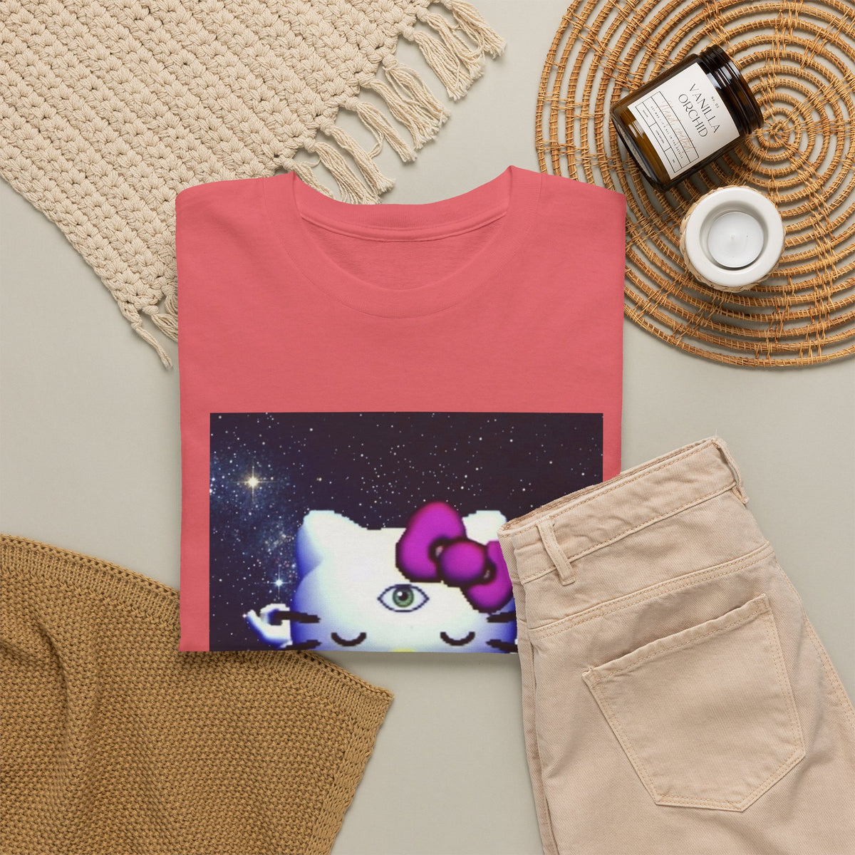Third Eye Kitty Meditating In Space Tee