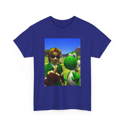 Link And Yoshi Smoking With Attitude Tee