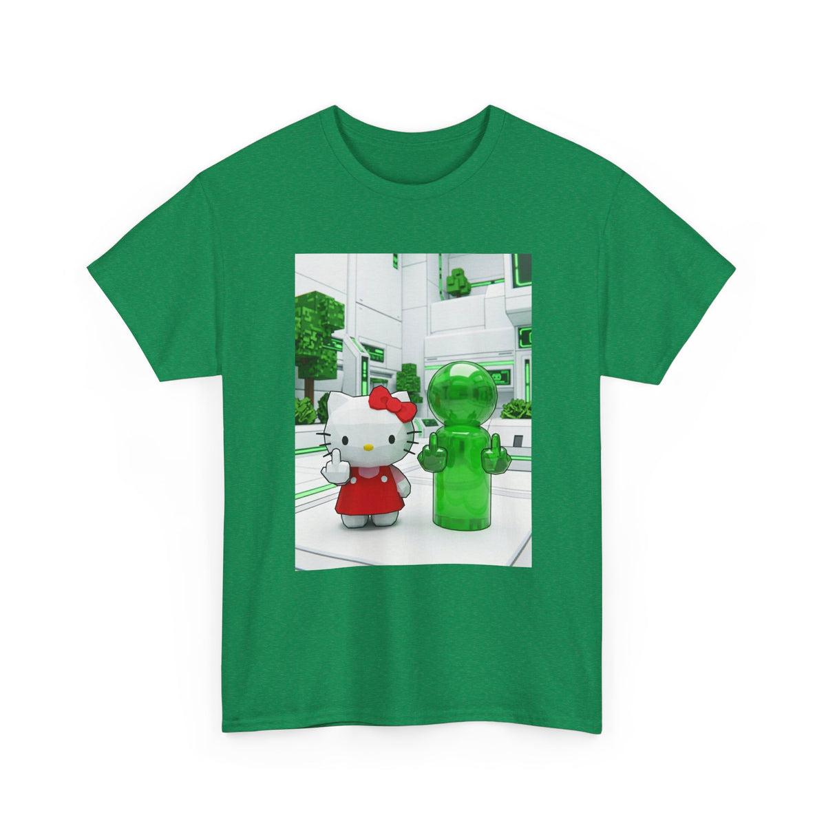 Low Poly Hello Kitty And Green Alien Flip Off