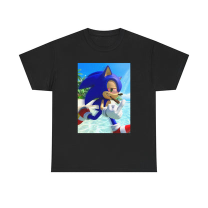 Sonic Smoking Blunt At Beach Tee