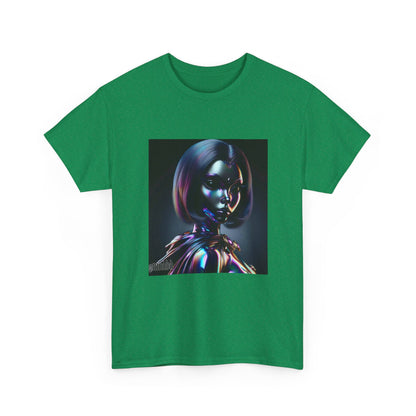 Holographic Cyberpunk Raven Stares Intensively