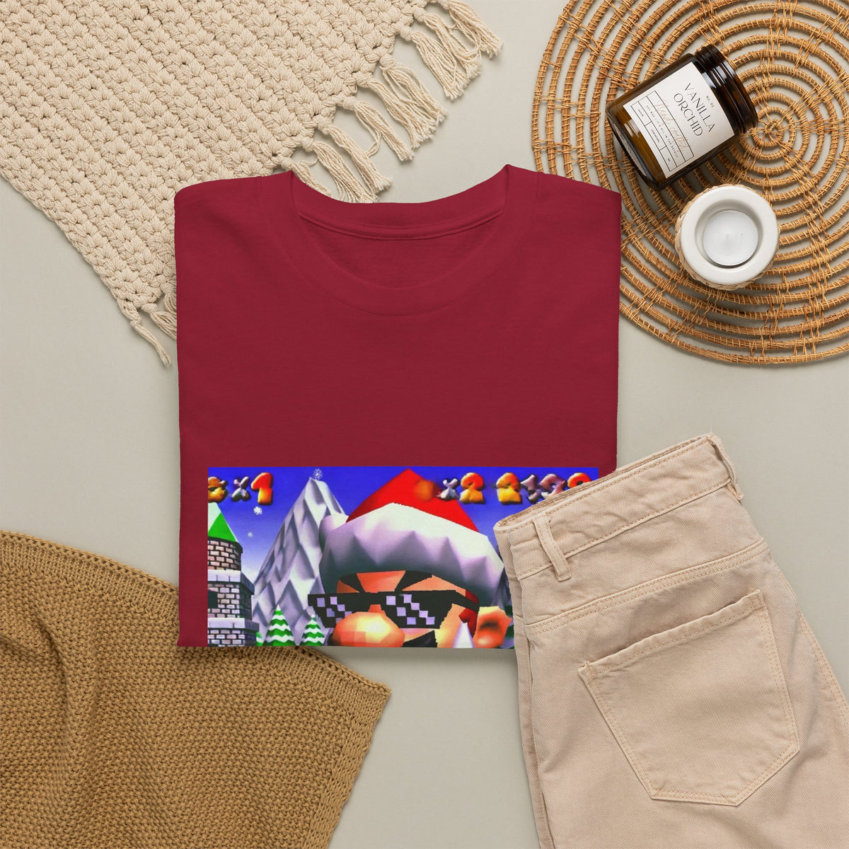 Deal With It Santa Mario Smoking Blunt Tee