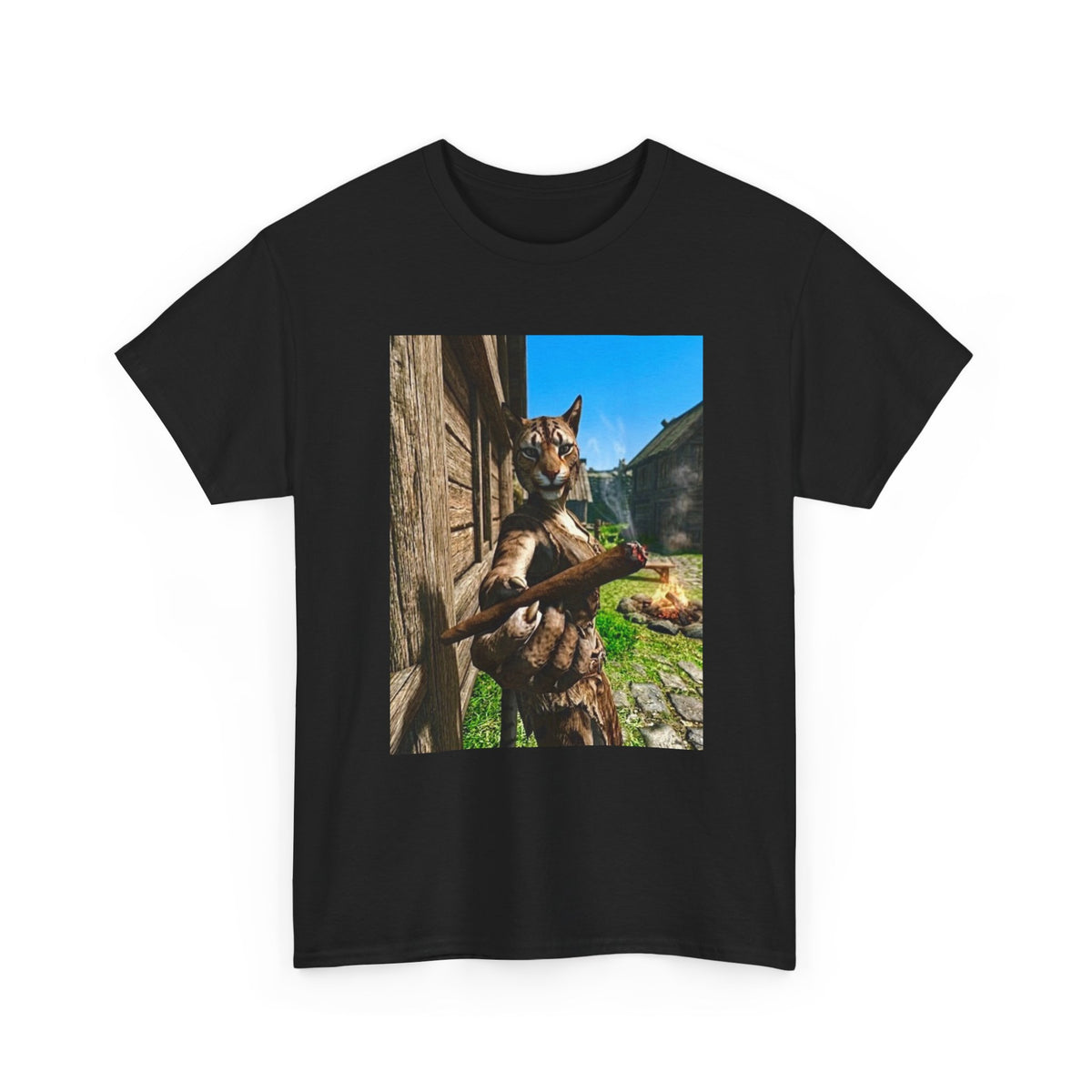 Feline Warrior Igniting Blunt Campfire Tee