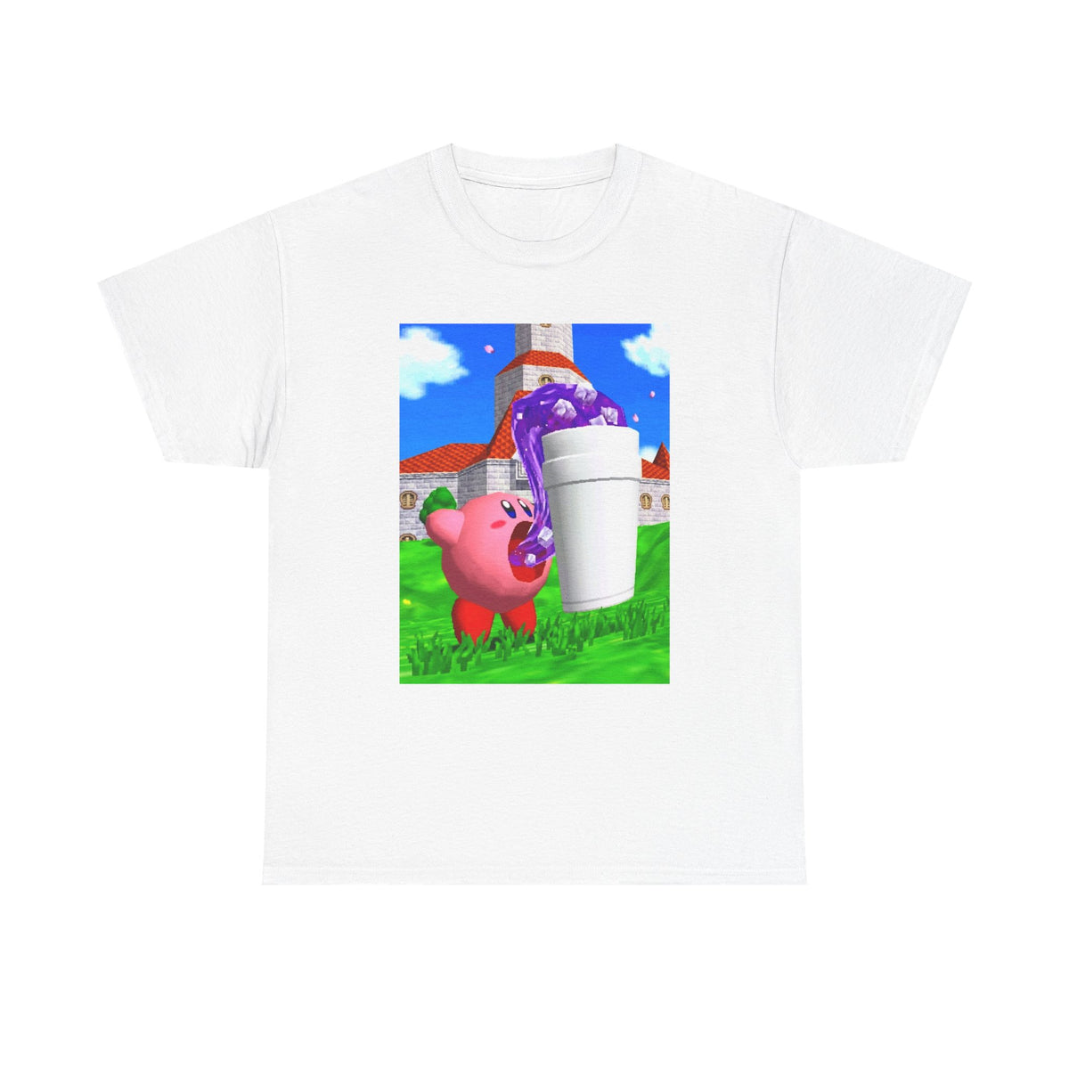 Kirby Sipping Lean In Mushroom Kingdom Tee