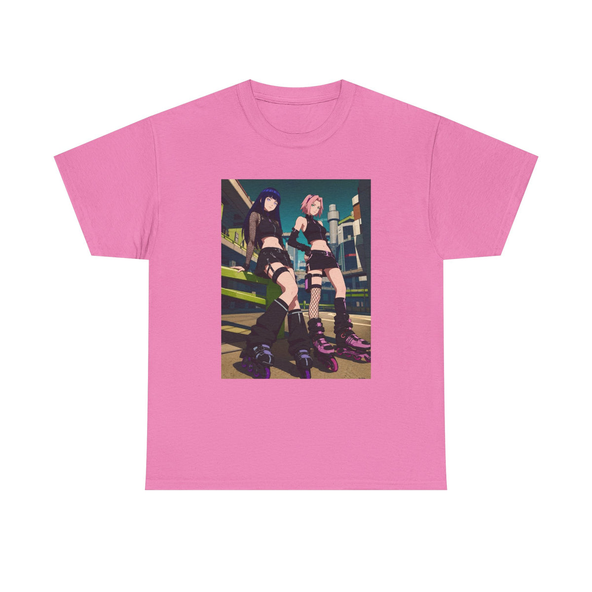 Anime Rollerblade Duo On City Street Tee
