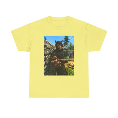 Khajiit Smoking Fat Cigar Campfire Tee
