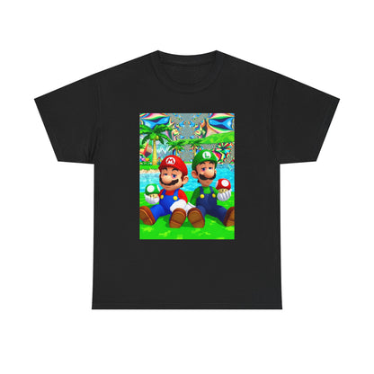 Mellow Mario And Luigi With Mushrooms Tee