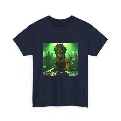 Edgy Green-Haired DJ Princess Flipping Off Crowd