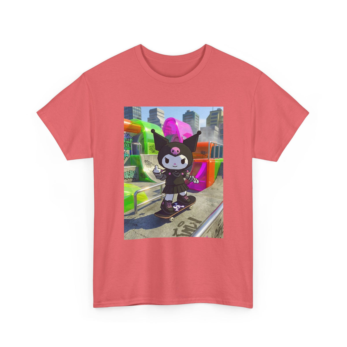 Skater Kuromi Giving The Finger Tee
