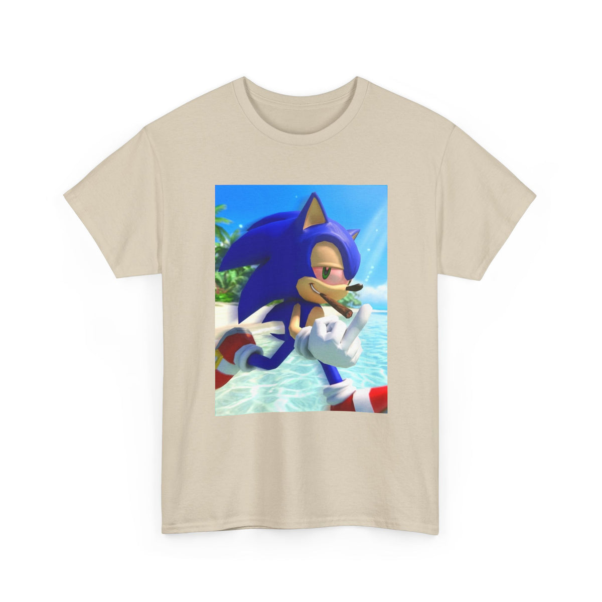 Sonic Smoking Blunt At Beach Tee
