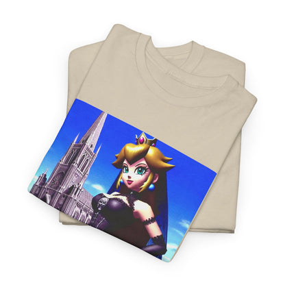Gothic Princess Peach Posing Before Cathedral
