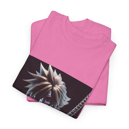 Chrome Spiky-Haired Warrior Reflecting Rainbows Tee