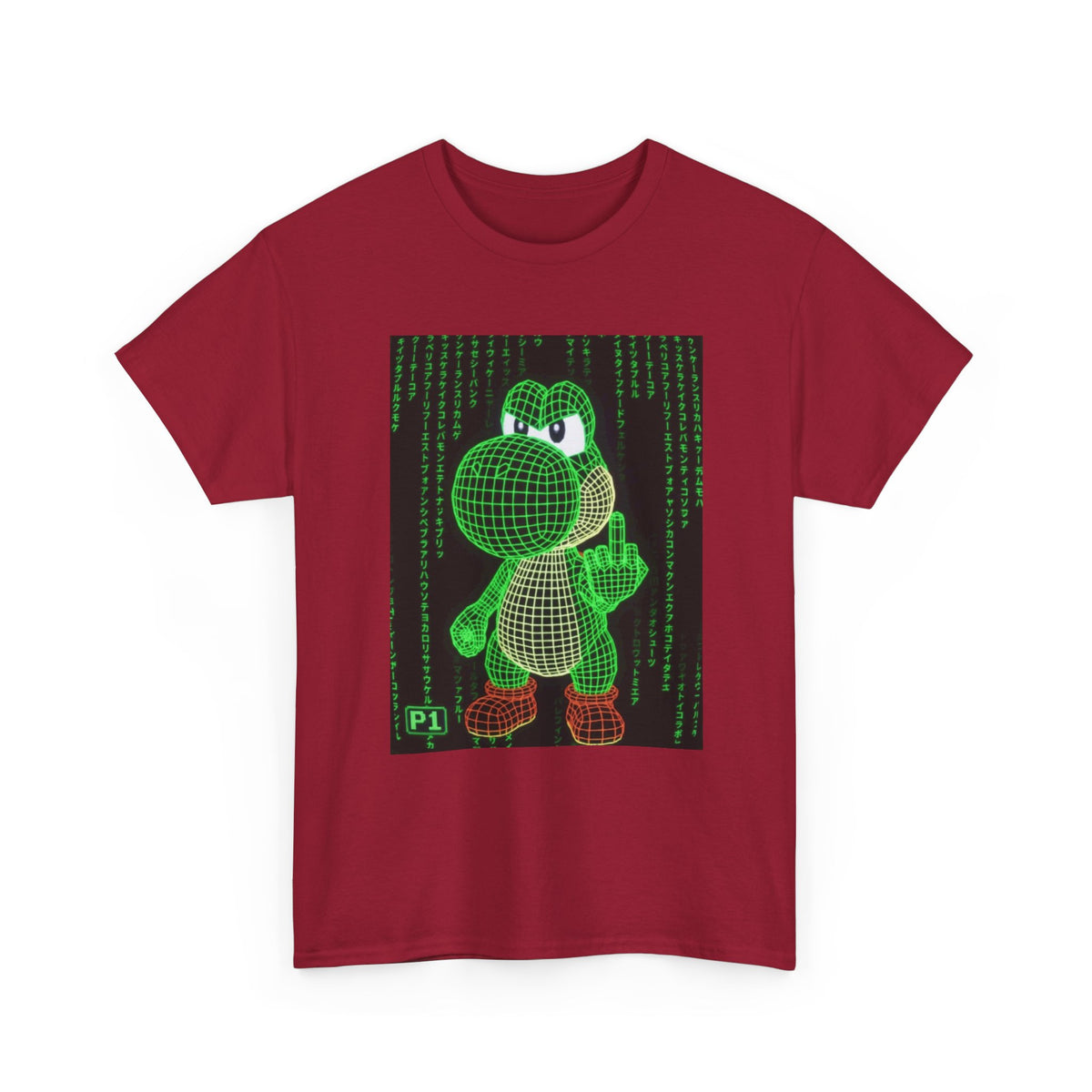 Wireframe Yoshi Flipping The Bird Tee