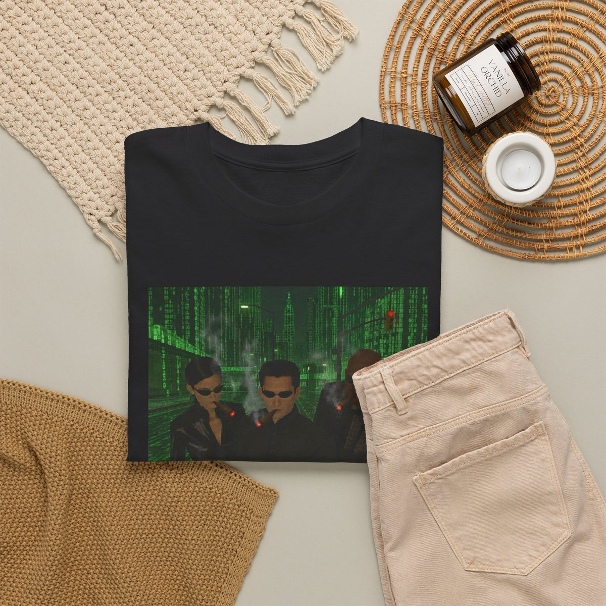 Neo, Trinity, Morpheus Smoking In The Matrix