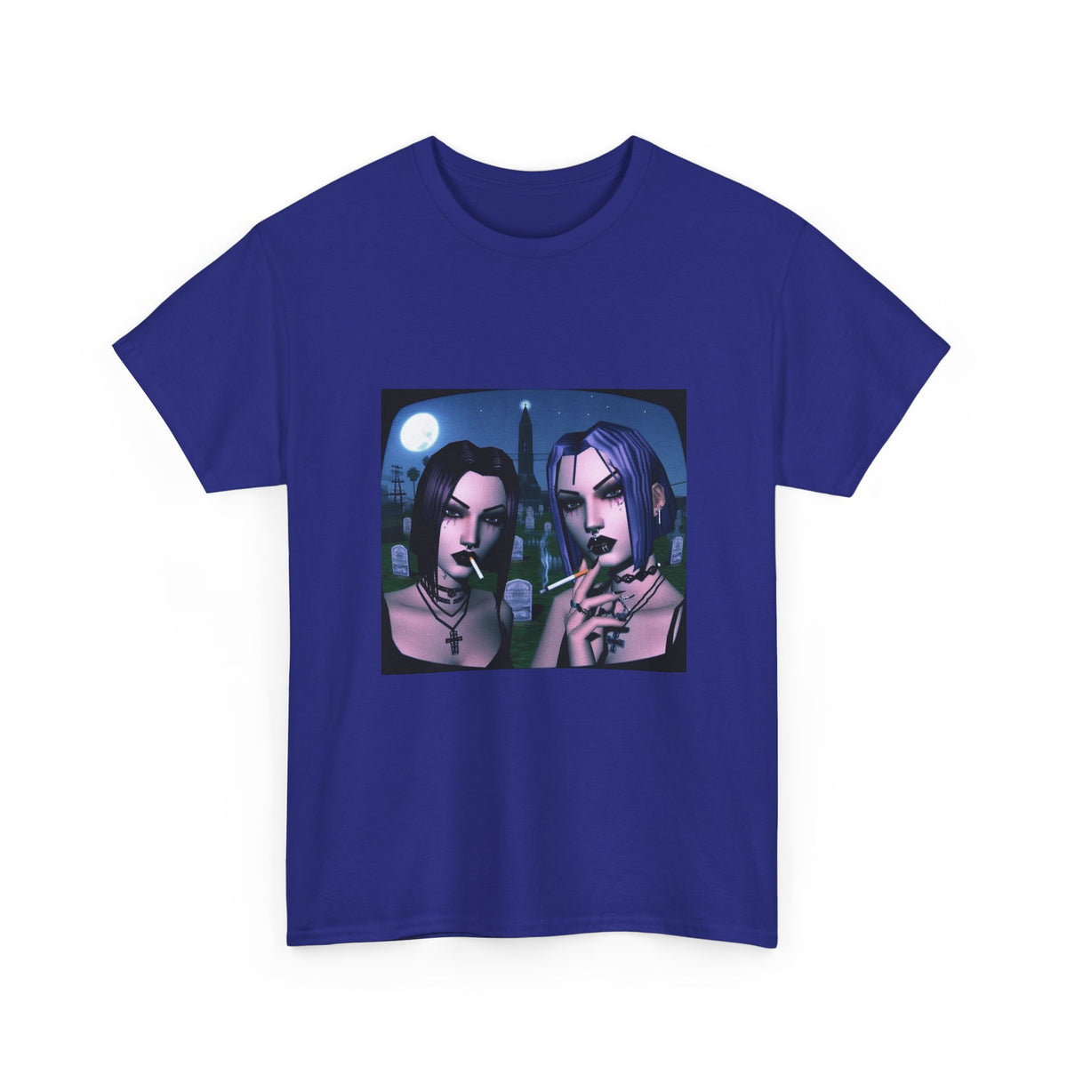 Gothic Gals Smoking In Cemetery Tee