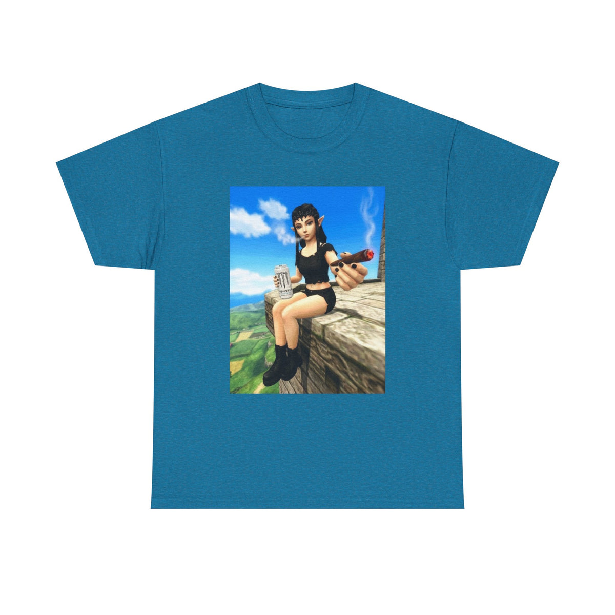 Elf Girl Smoking Cigar On Mountain Tee