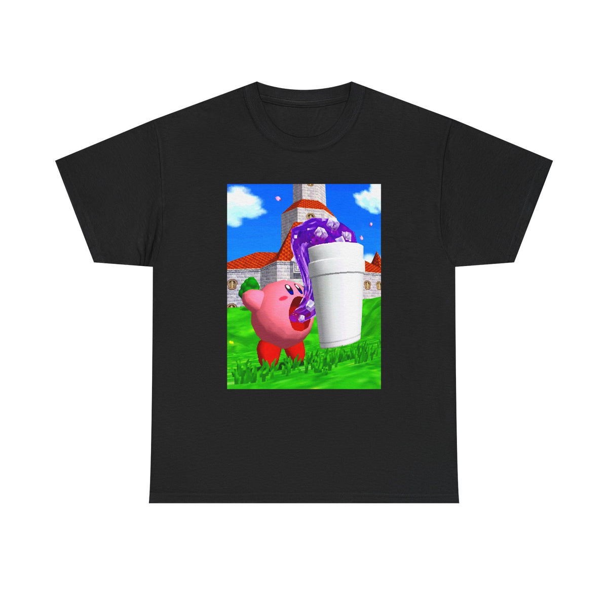 Kirby Sipping Lean In Mushroom Kingdom Tee