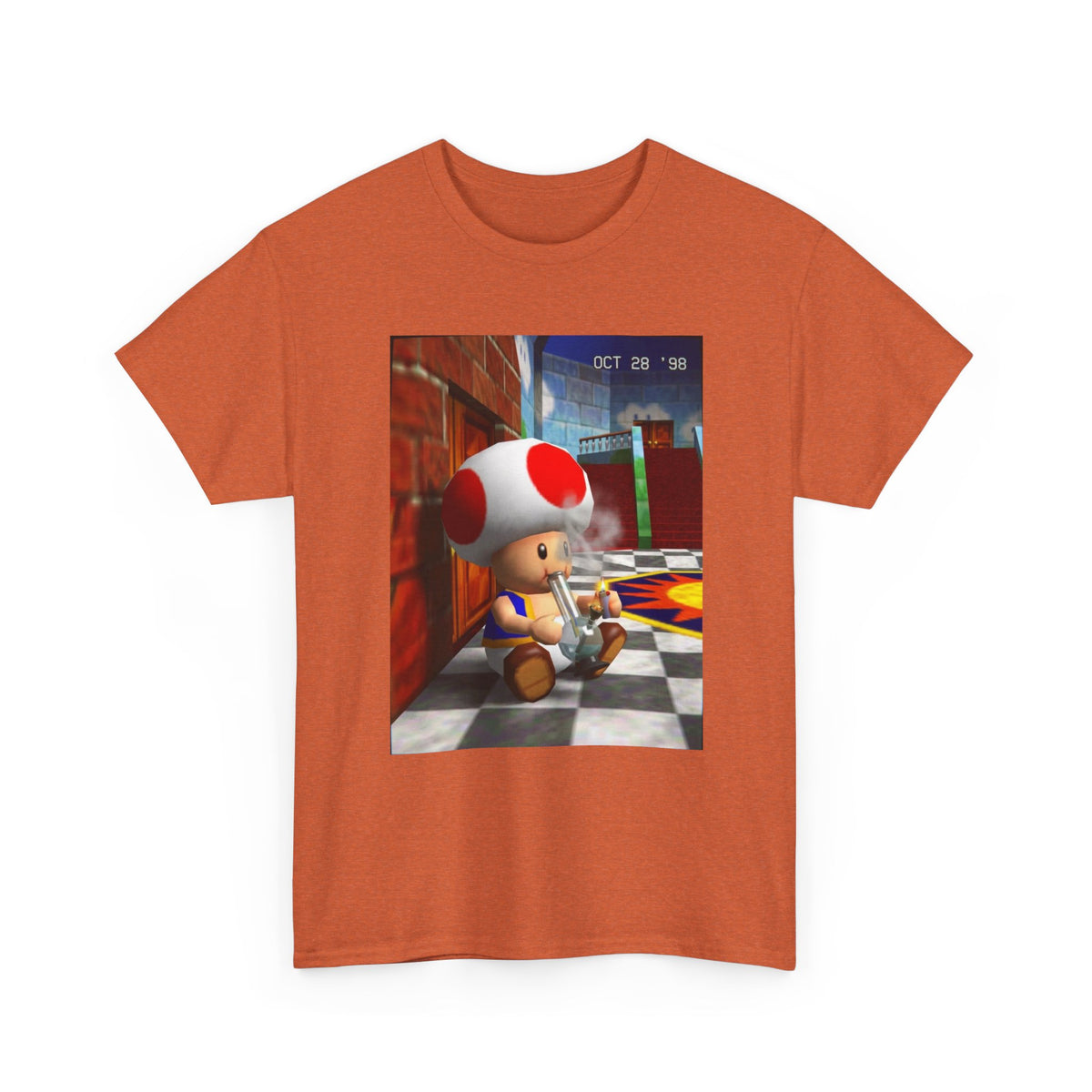 Toad Hitting Bong In Retro World Tee