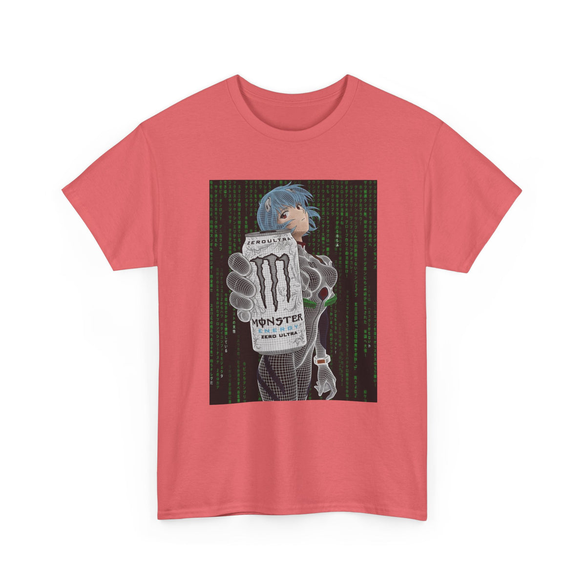Rei Ayanami Holding Monster Energy Wireframe Tee